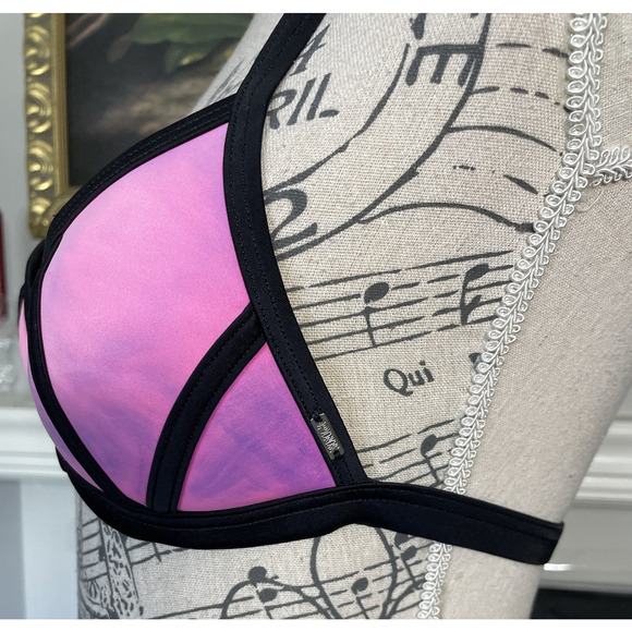 Victoria’s Secret PINK Black Colorblock Pushup Bikini Top XS - Picture 3 of 4